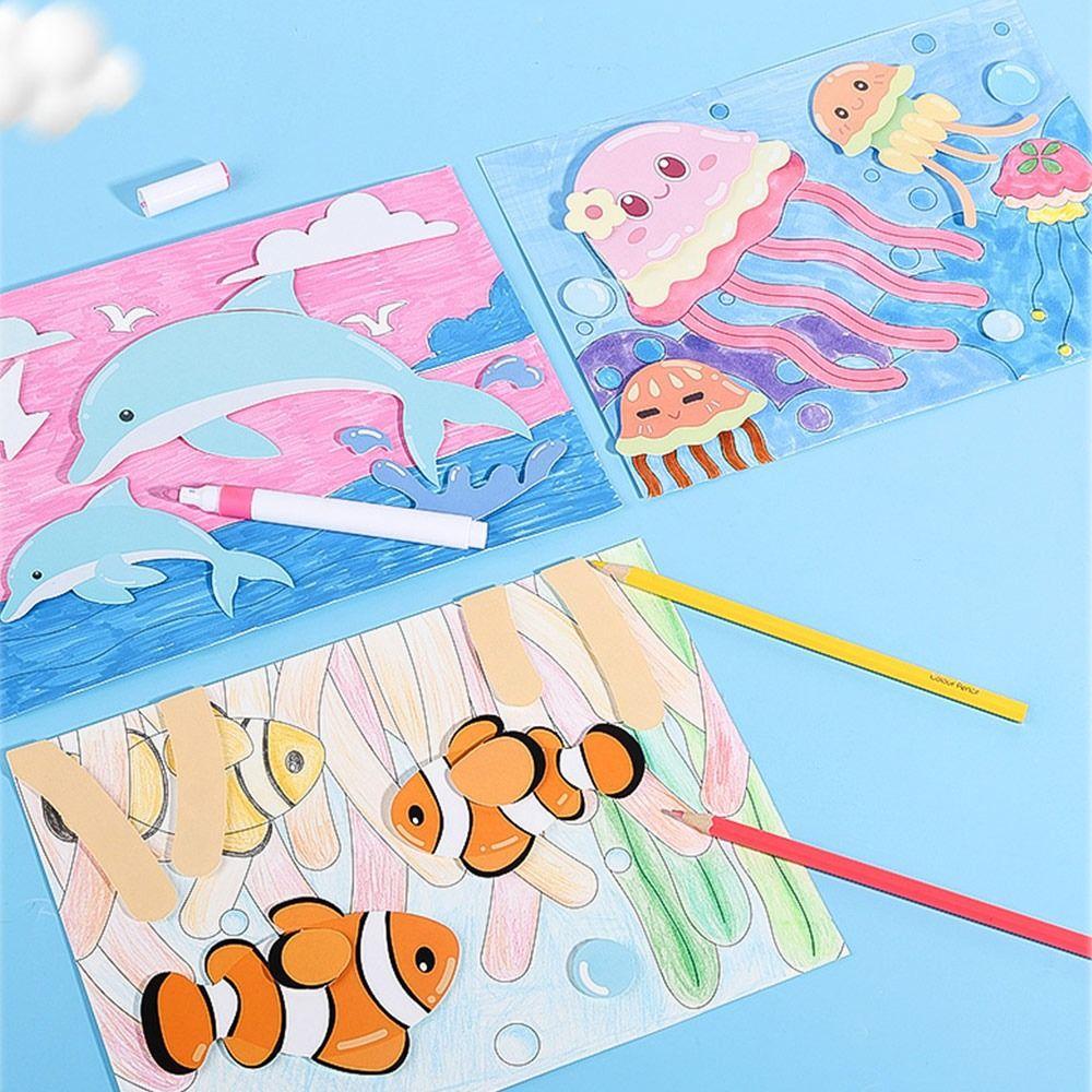 Multicolor DIY 3D Paper Sticker Enlightenment Craft Sticker Decals  For Kids