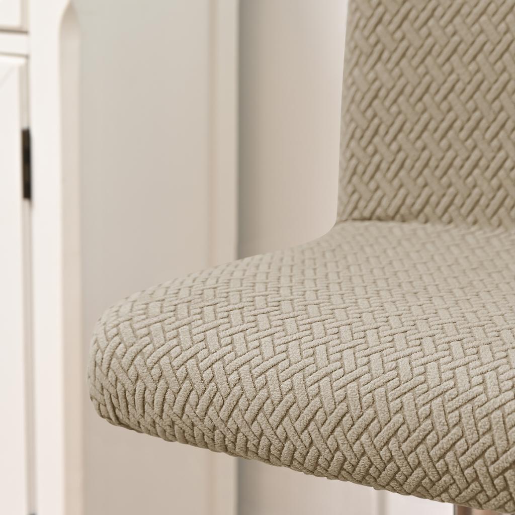 Solid Elastic Striped Grid Low Back Chair Cover Single Piece For Hotel Restaurant Decoration