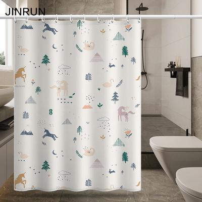 Bathroom Thickened Waterproof Curtain Mildew Proof Shower Curtain Shower Partition Curtain Shower Curtain Bathroom Curtain Free Perforation
