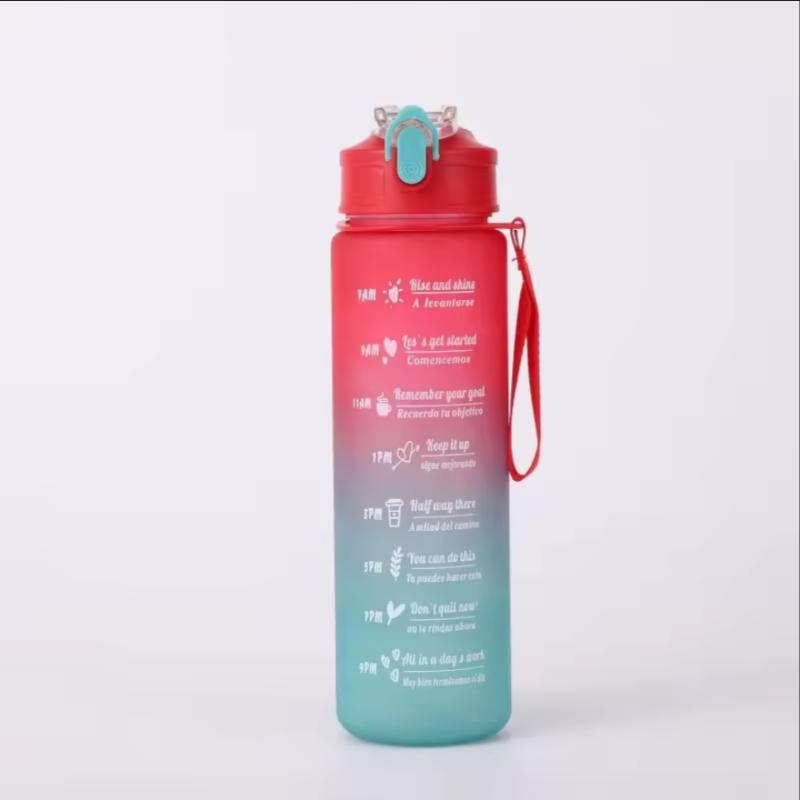 Large Capacity Sports Water Bottle Leak Proof Plastic Drinking Cup With Time Scale Suitable For Travel Fitness Sports