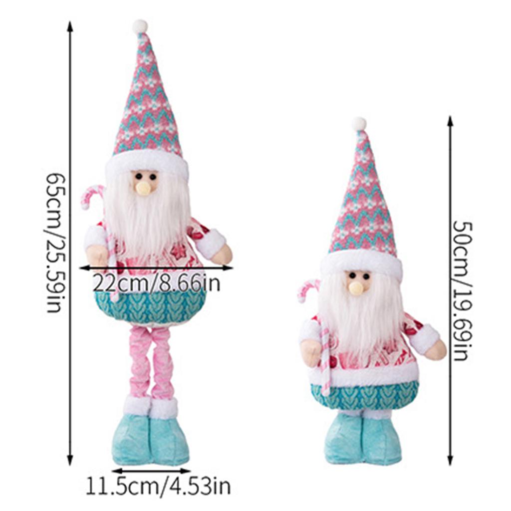 Retractable Christmas Doll with Retractable Legs Pink Santa Claus Snowman Elk Standing Doll for Home Display and Festive Window