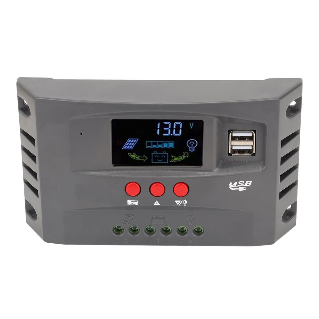 Solar Charge Controller MPPT Tracking Charging 12V 24V Automatic Adaptation LCD Solar Panel Regulator with 2 DC USB 50A