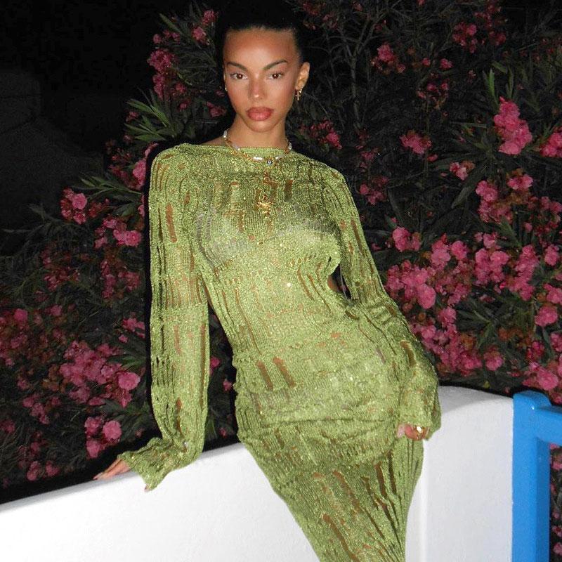 

EDOLYNSA 2024 сексуальное облегающее платье с открытой спиной и вырезом для вечеринки на пляже макси-платье трикотажная пляжная одежда для женщин купальник для отдыха у бассейна бикини-накидки A2754 L