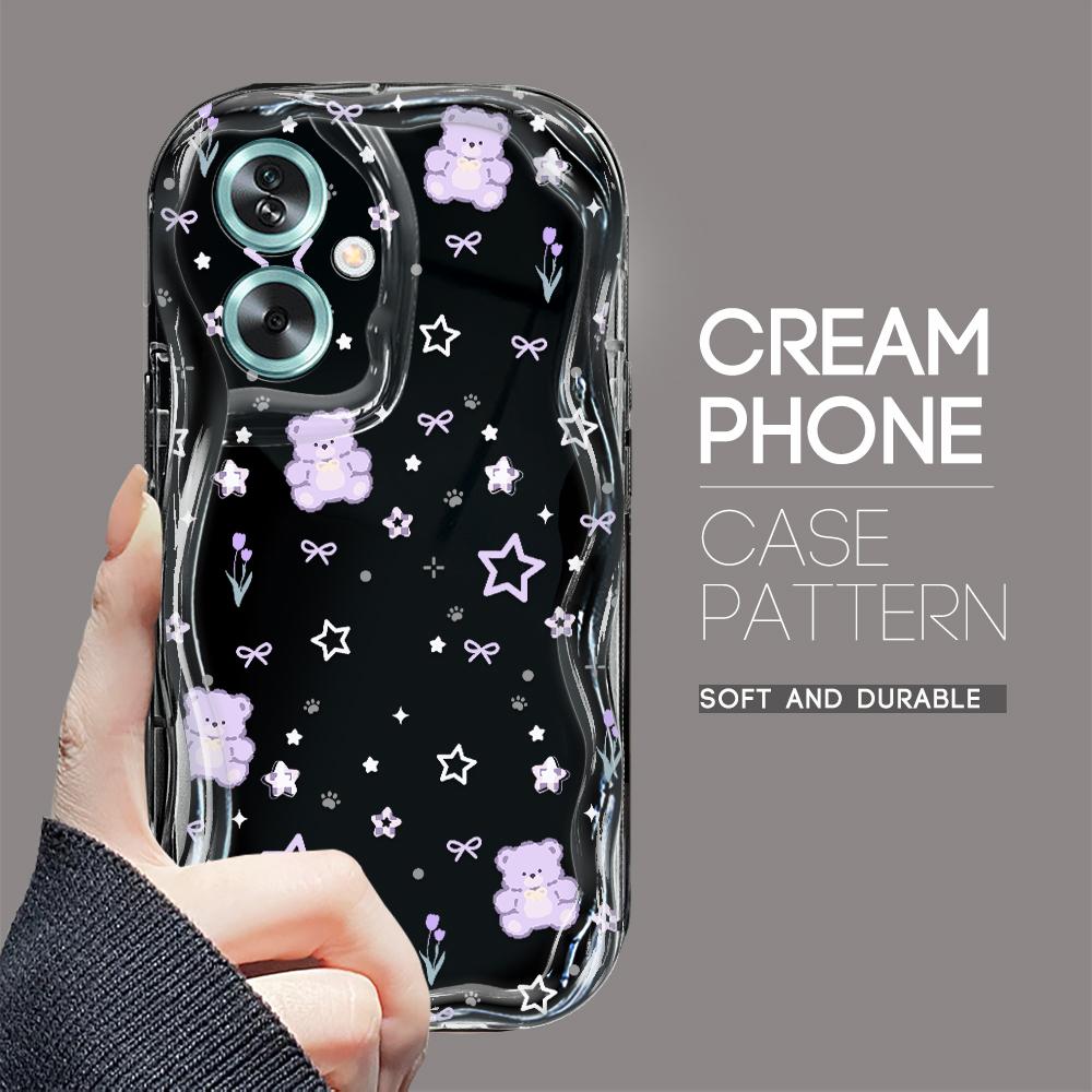 Cute Cartoon Pattern Cream Texture Casing Wavy Edge Soft Silicone Cover Phone Case for OPPO Reno Realme