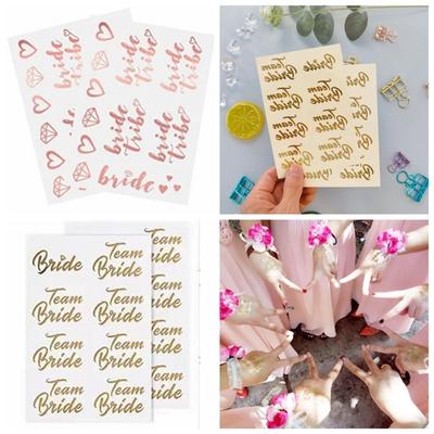 Golden Party Tattoo Stickers Waterproof Wedding Bride Stickers Hot Stamping Sticker  Team Bride