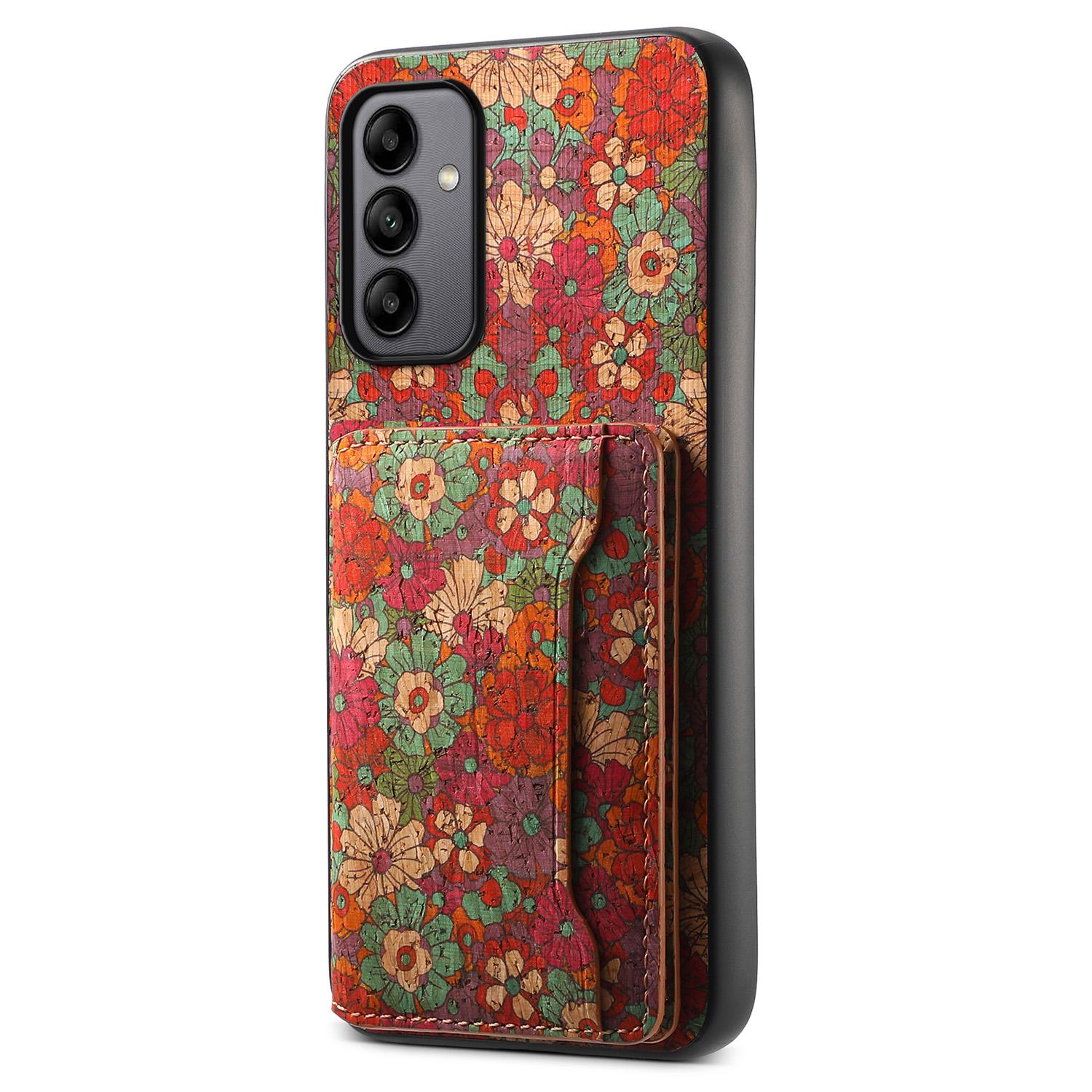 

For Samsung Galaxy A05s 4G Case Colorful Florals Leather Back Cover with Card Holder Kickstand Summer/Red