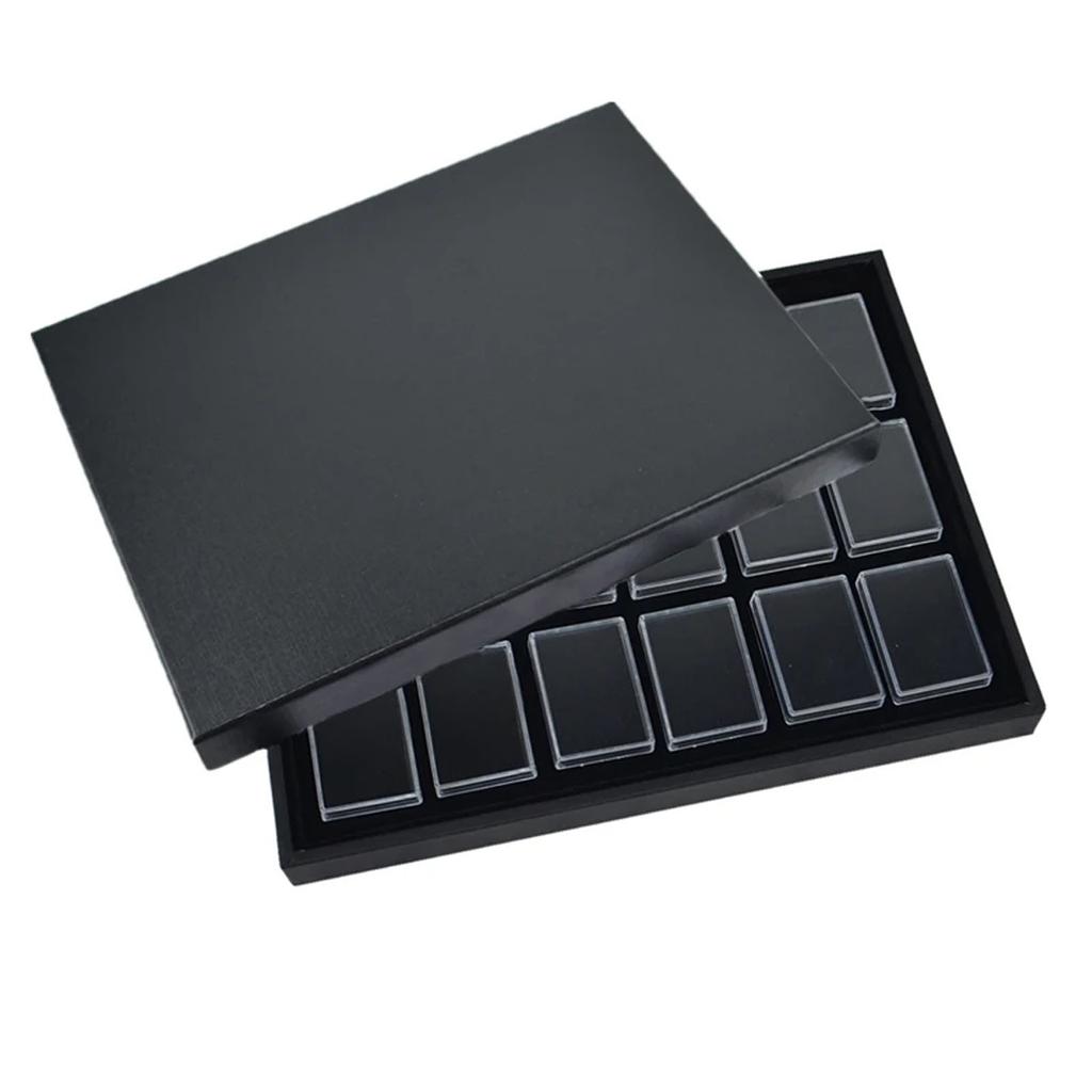 18 Gem Holder Case for Jewelry Display and Storage Square Gemstones Organizer with Foam for Collectibles and Crystals