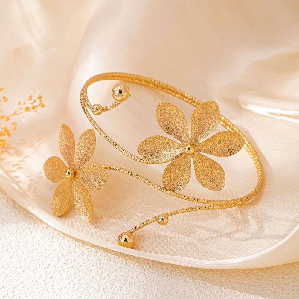 Multi Style Opening Arm Bracelet Metal Flower Bracelet Chic Armlet  Women's Accessories