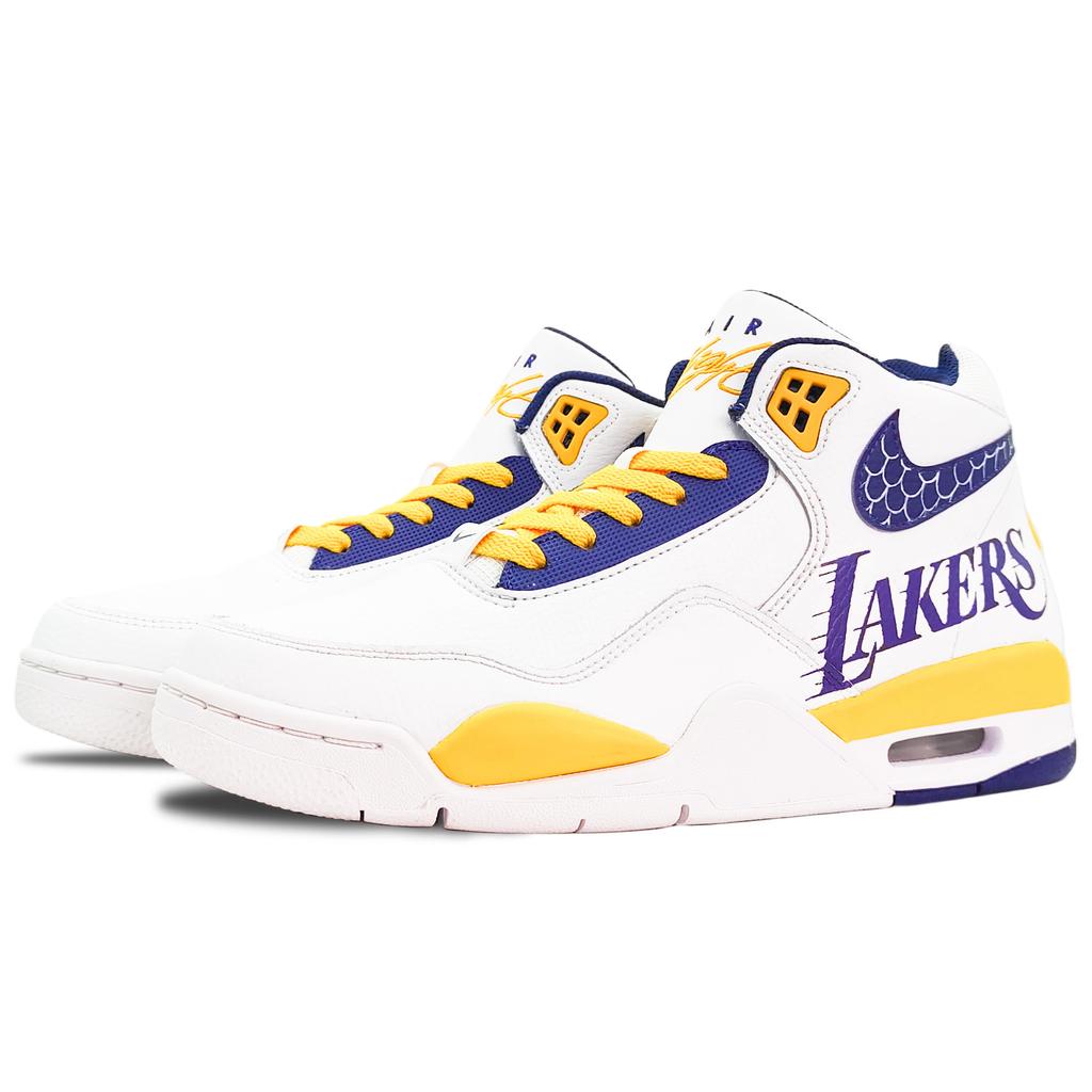 Nike Flight Legacy Cushioning Anti-Slip And Wear-Resistant Mid-Top Vintage Basketball Shoes Men's White Blue Yellow BQ4212-102(Team188-)