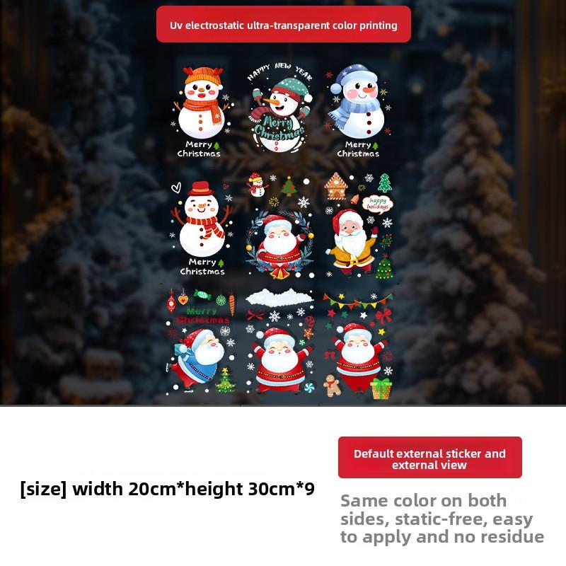 

Дед Мороз, Снеговик, Атмосферное украшение, Электростатические украшения на окна, Наклейки на стеклянные двери и окна