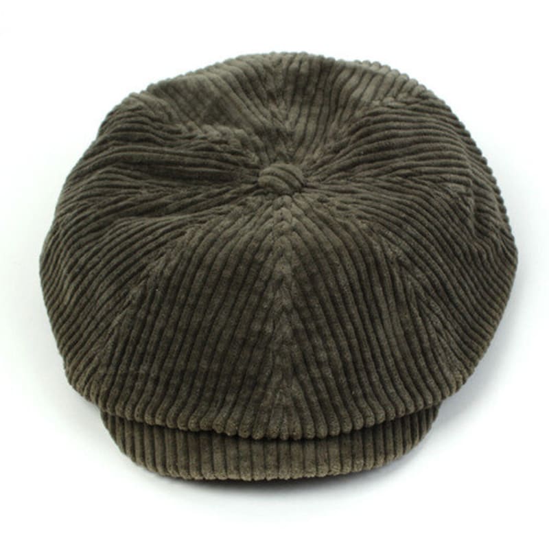 Universal chemistry Belted Bold Corduroy Khaki Newsboy Cap