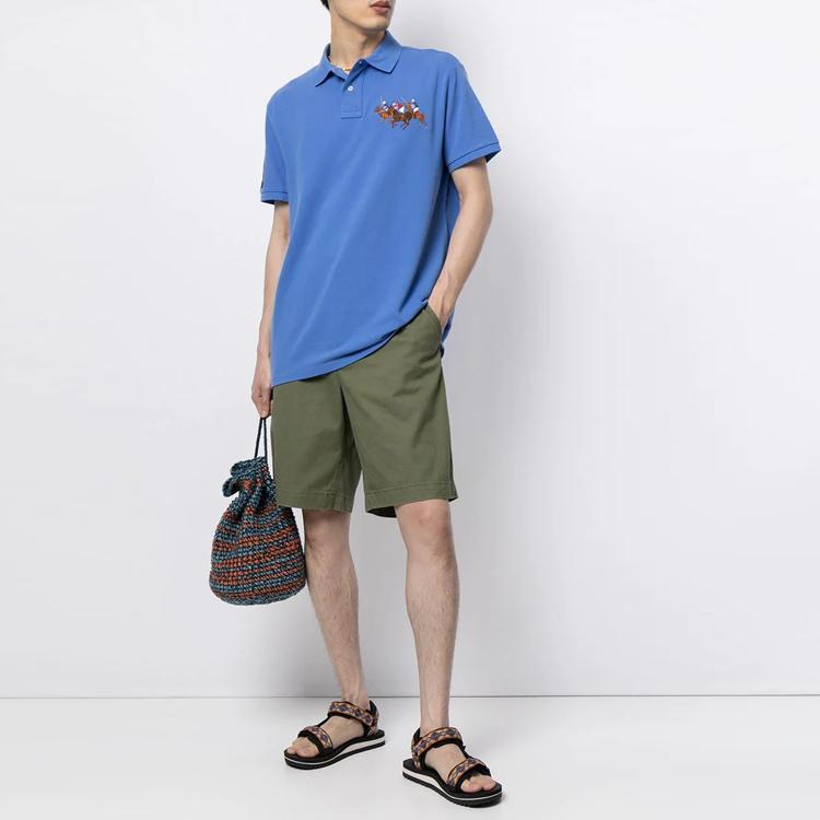 Polo Ralph Lauren Embroidered Logo Short Sleeve Polo Shirt Men Tops Blue 710814437-013