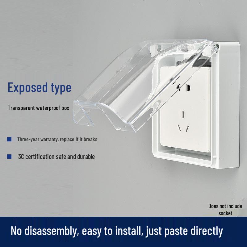 Type 86 Waterproof Bathroom Socket Cover: Child-Proof, Adhesive Shield Box