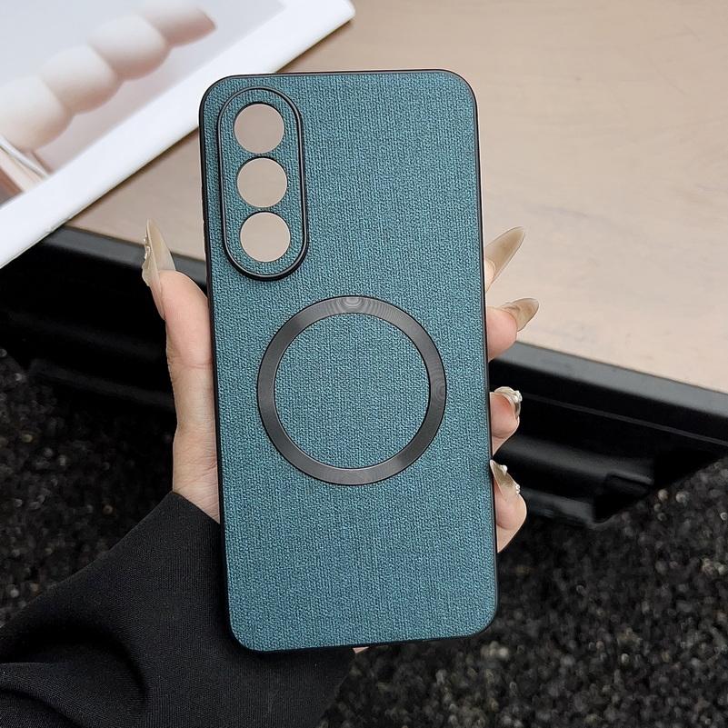 Magsafe Magnetic Plain Leather Case For OnePlus Nord 5 4 Ce 5 One Plus 13s 13T 13R 13 12 Ace 5 3 Cloth Wireless Charging Cover