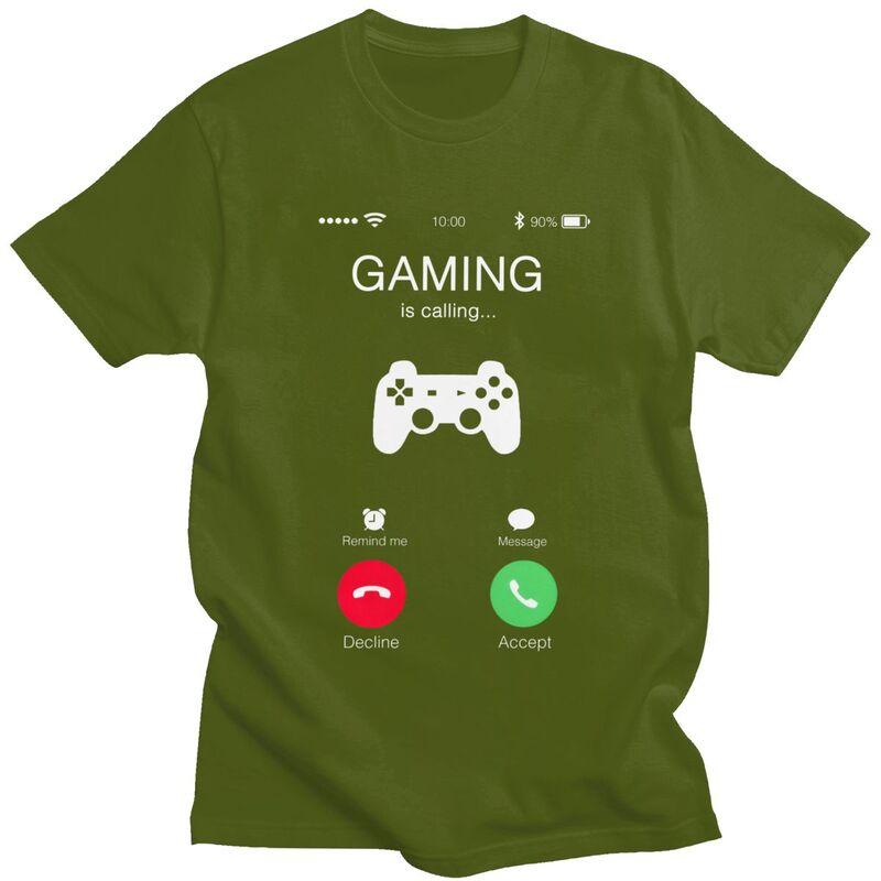 Gaming Is Calling T Shirt Unisex Short Sleeves Pure Cotton Tshirt Leisure Game Lover Tee Tops Fashion Tshirt For Husband Boyfriend