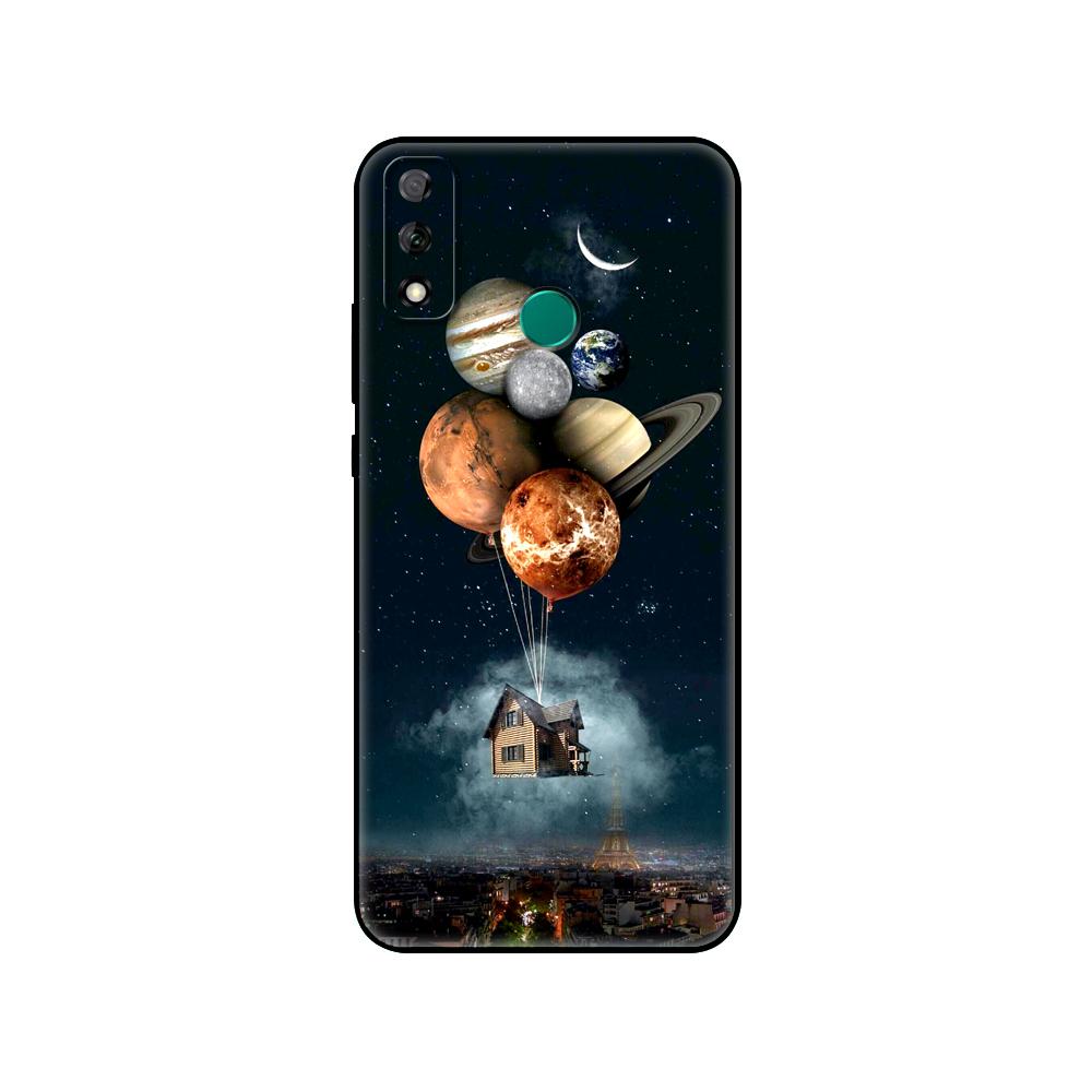 Black Tpu Case For Huawei Y9S Y6S Y8S Y5P Y7P Y8P Case For Huawei Y5 Lite Y6 Cover Sky Space Planet Moon Stars Unique Design