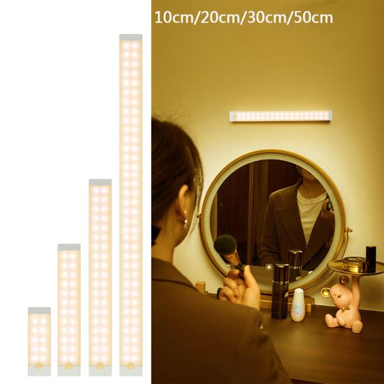 Luce LED per armadio senza fili, luce soffusa, senza sfarfallio, ampio angolo di rilevamento, luce con sensore di movimento ricaricabile, lampada da comodino