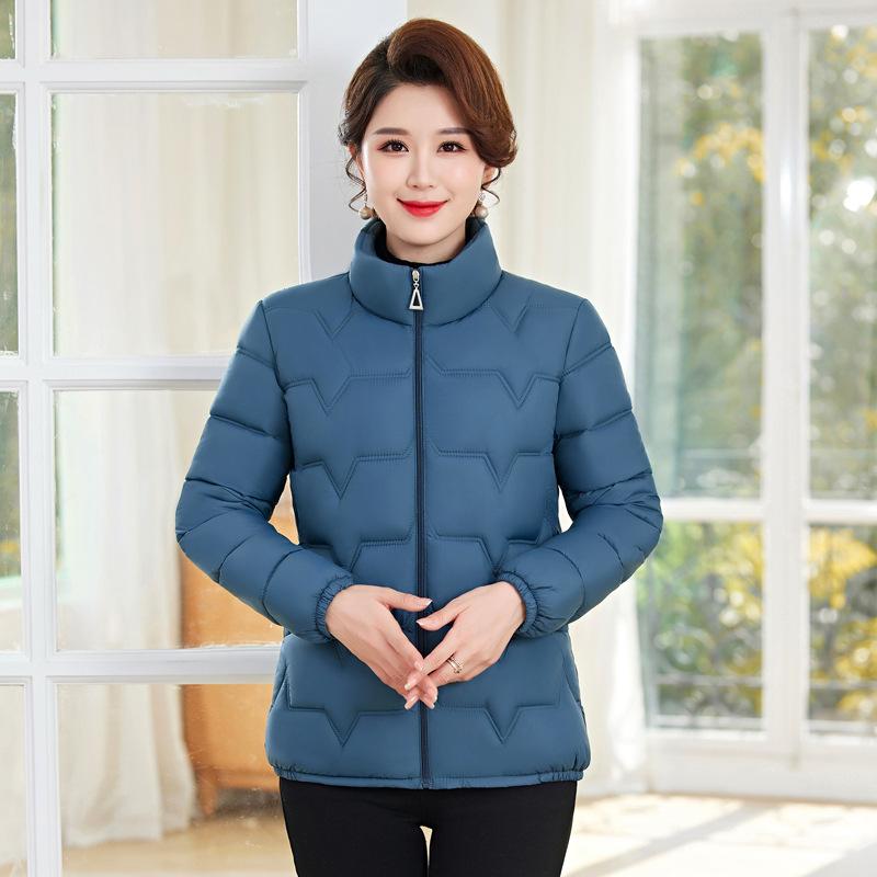 Winter Middle-aged Mother Cotton-padded Jacket Short Fashion Cotton-padded Jacket Women's Winter Loose Stand-up Collar Warm Jacket