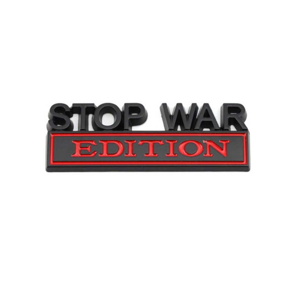1Pc 3D Metal Stop War Edition Logo Car Front Grille Badge Side Fender Rear Trunk Emblem Sticker Decal