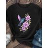 Women's Round Neck Short Sleeve T-Shirt Hummingbird Floral Print Casual Outdoor Travel Nature Lover Top