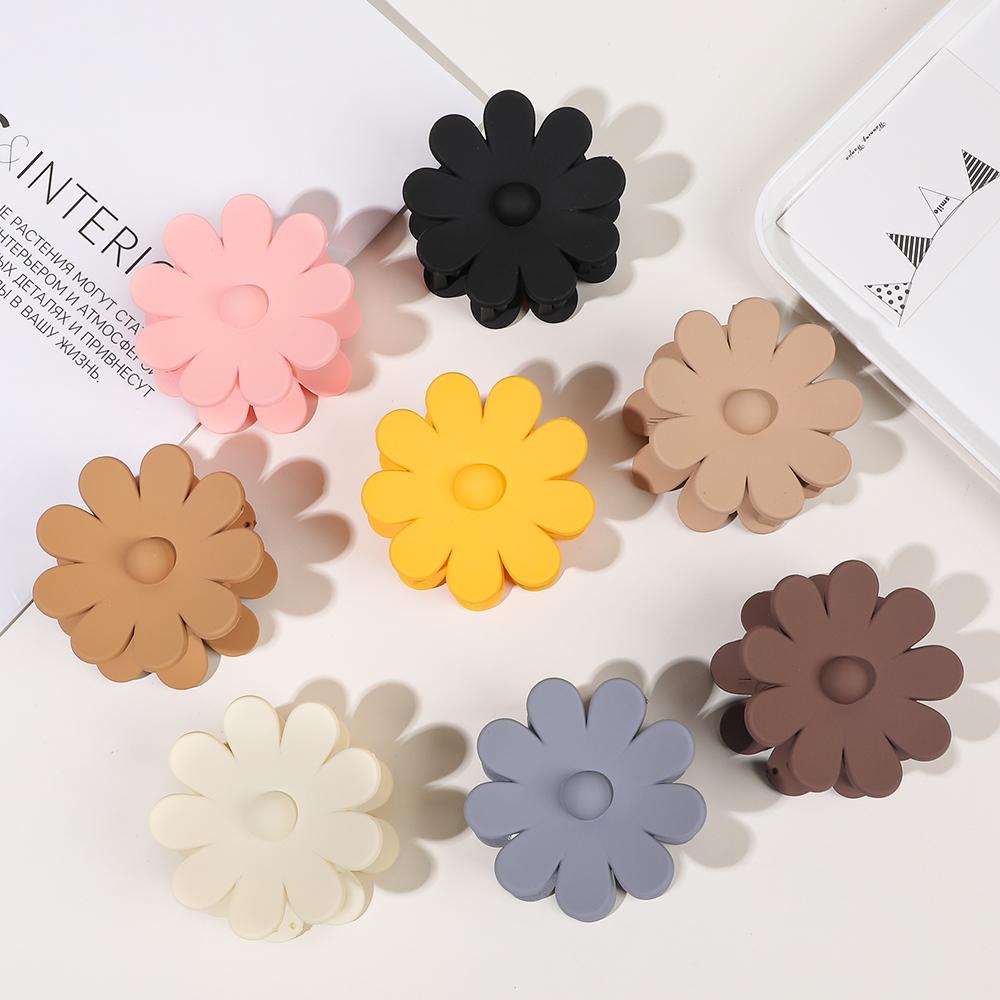 2023 New Chrysanthemum Matt Flower Plastic Hair Claw Clips Large Size for Women & Girls Thick Hair