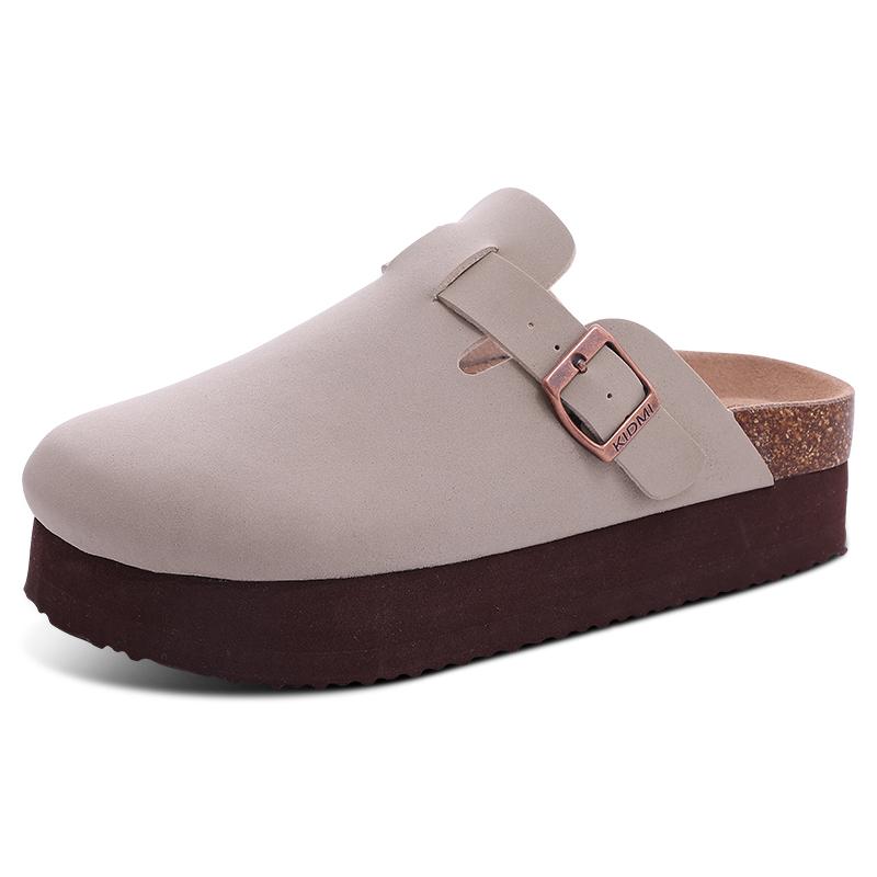 Móda Kidmi Móda Pánské Semišové Nazouváky Korkové Dřeváky Platformové Sandály Pánské Dřeváky Pantofle Venkovní Měkké Sandály na Podpatku s Podporou Klenby