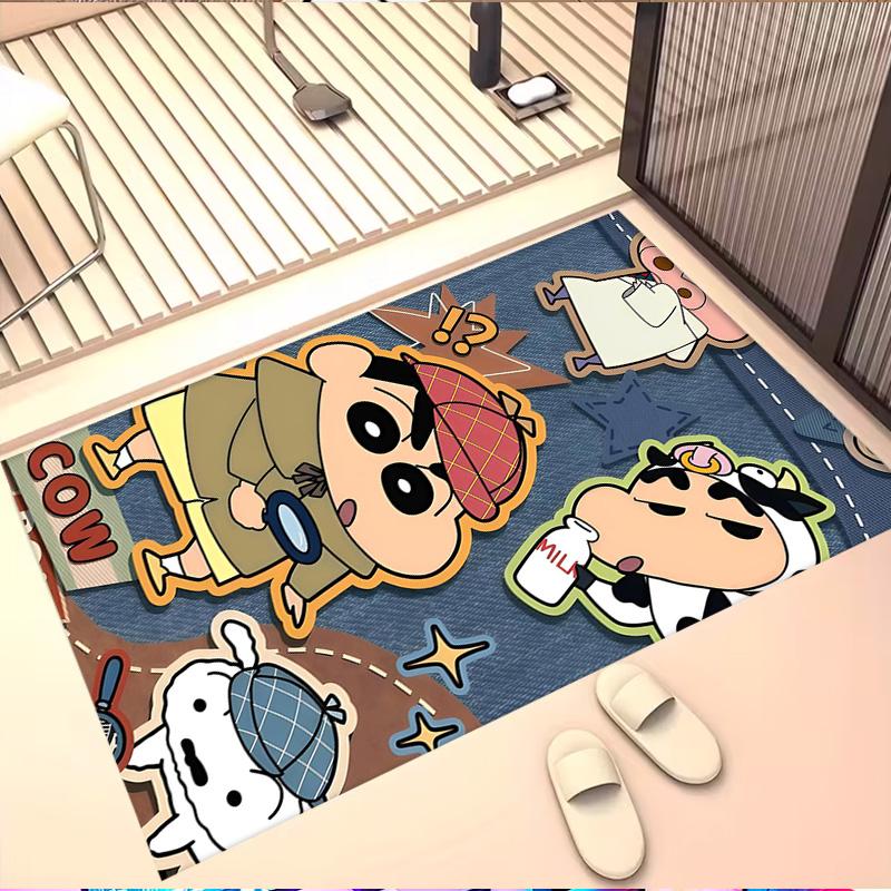 Crayon Shin Print Rug, Washable Floor Carpet, For Entryway Dorm Laundry Room Office Study, Home Decor Birthday Christmas Gift