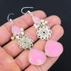 Natural Pink Chalcedony Gemstone Drop/Dangle Earrings 925 Silver For Girls