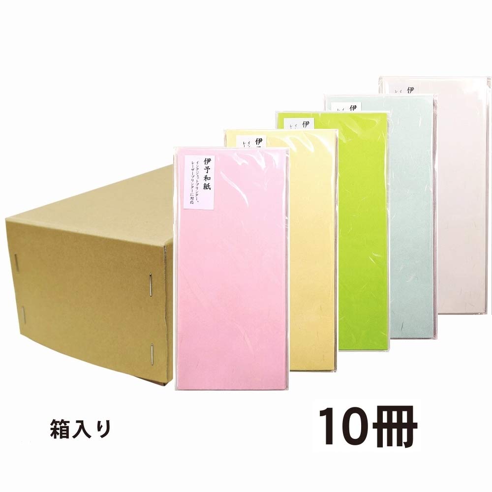 Ehime Paper Sakurashinoko Iyo Washi Long Size 10 Envelopes per Co., Ltd. Envelopes, Gekka, 4, Pack, Assorted, SEG-AS-10P