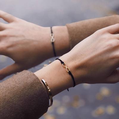 Couples Red Bracelets Women Stainless Steel Beads Infinite Love Black Rope Bracelet Women Weaving Adjust Bracelet For Women Gift