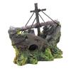 Aquarium Ornament Wreck Sunk Ship Sailing Boat Destroyer Fish Tank Cave Decor