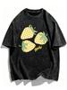 Checkered Strawberry Print Women T-Shirt Washed Cotton Acid WashTop Fashionable Casual Unisex Shirt
