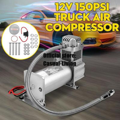 12V 150PSI 1/4 "Schlauch Linie Ersatz Auto Luftfederung Kompressor Kit 1 Set Silber