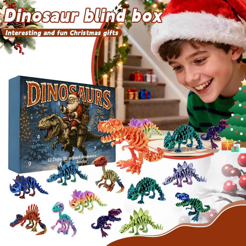 Dinosaurier Adventskalender Dinosaurier Spielzeugset Geeignet für Kinder ab 3 Jahren Kreatives Spiel 12-Tage Weihnachts-Countdown-Spiel