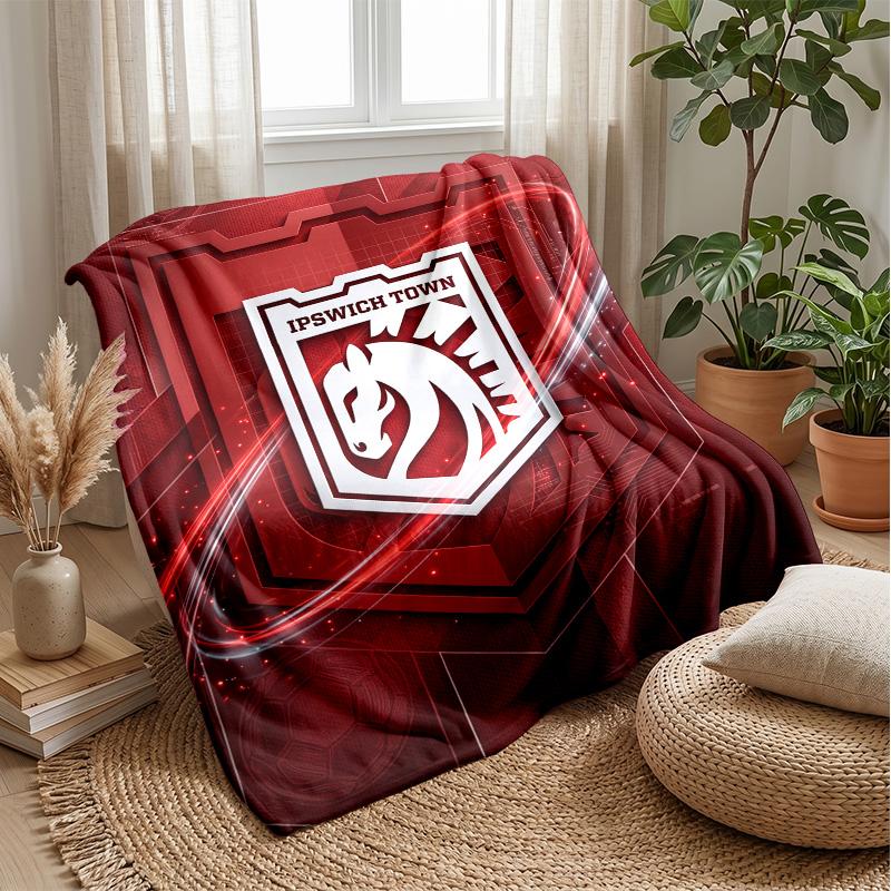 Ipswich Town Football Print Flannel Blanket, Soft Warm Lightweight Throw Blanket for Sofa Bed Camping