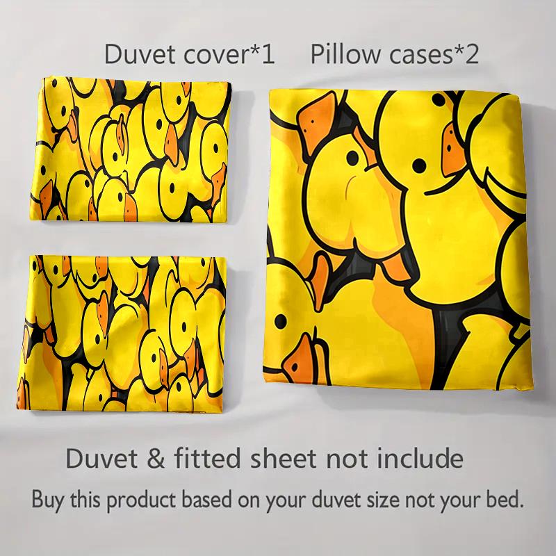 Yellow duck pattern. Bedding Duvet cover sets Duvet covers Pillowcases gifts (1 * Duvet Cover 2 * Pillowcases, without duvet insert)
