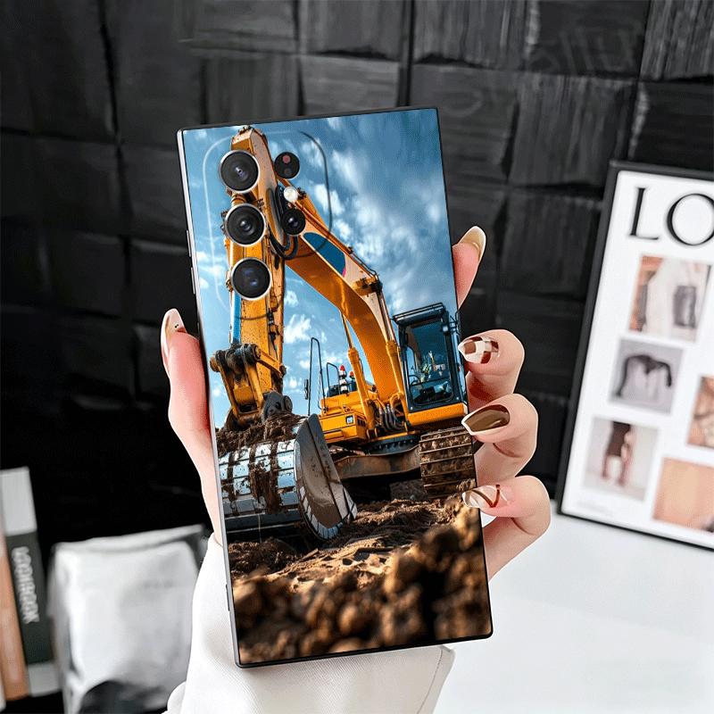 Excavating Machinery Cool Soft Phone Case for Samsung Galaxy S26 S25 Edge S24 Ultra S23 Plus S22 S21 FE S20 Black Cover Back She
