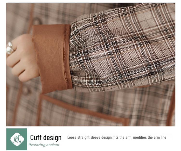 Women's Retro Plaid Thickened Cotton Padded Jacket - Casual, Warm, Versatile Winter Coat