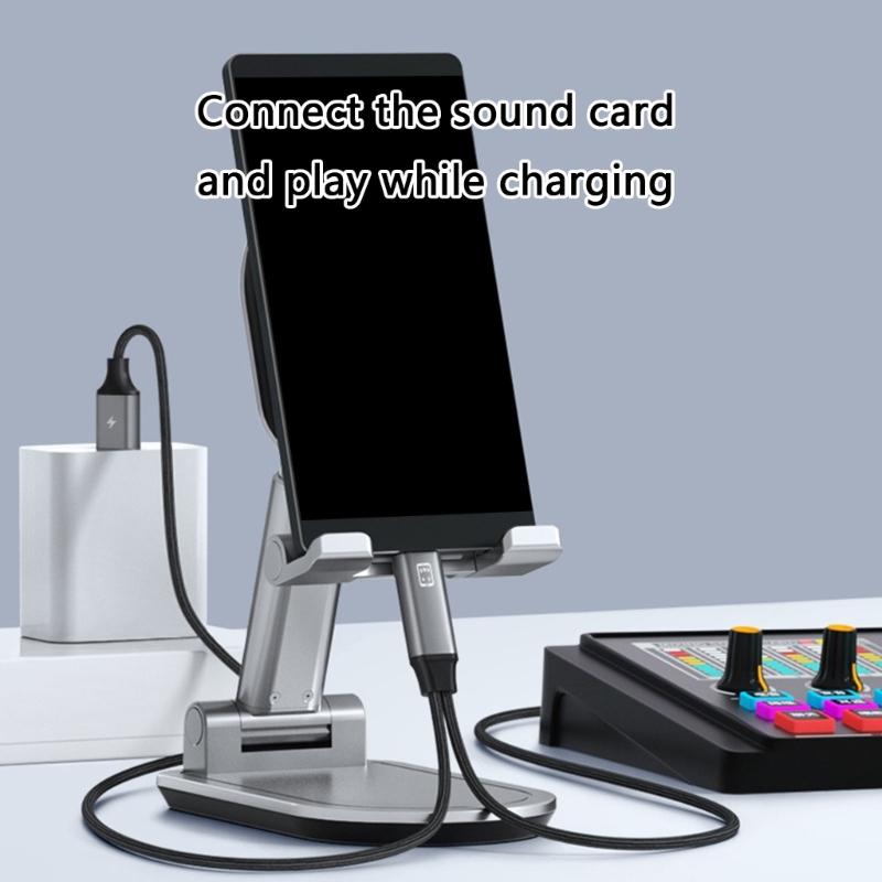 100CM Fast Speed Type C To USB OTG Adapter Cord Sound Card Live Streaming Cable with Charging Function for Phones