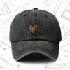 Pc Vintage Washed Hat with Leopard Print Heart Unisex Solid Baseball Cap Suitable for All Seasons Leopard Print Design Idea