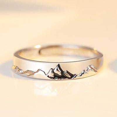 Biżuteria Wesela Rocznica Prezent Kochankowie Romantyczna Para Pierścionki Posrebrzane Srebrem S925 Góra i Morze Regulowane