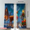 2pcs 2D flat printing Popular Christmas curtains Christmas Reindeer Gifts Sleigh Digital Printed Polyester Drapes Party &