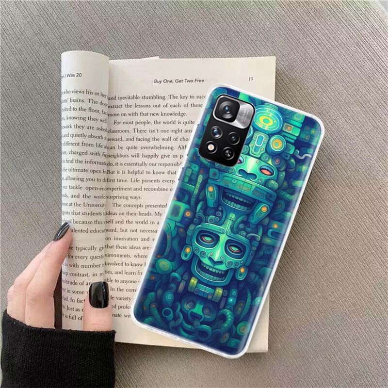 Husă Telefon Piatră Aztecă Maya Pentru Redmi Note 13 12 Pro Plus 14 15 Pro 5G 11 11T 11E 11S 10 Pro 10S 9 9S Cover Cell TPU Transparent Capa