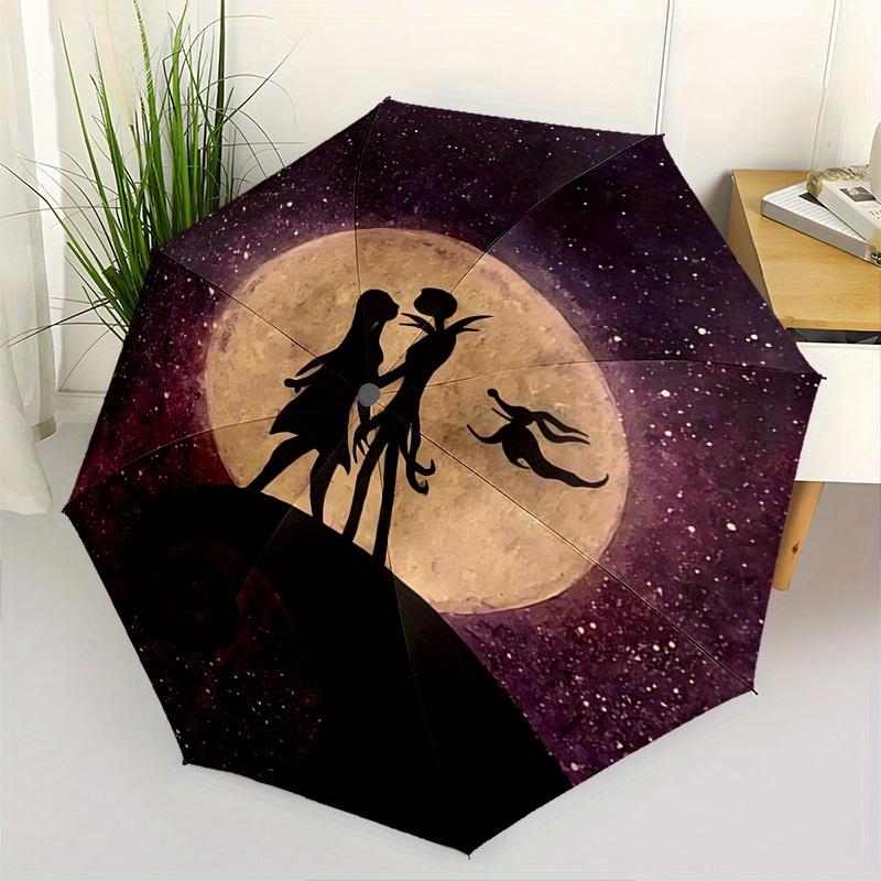 

Nightmare Before Christmas Themed Automatic Opening and Closing Folding Umbrella, Reinforced 8 Ribs, Compact Travel Design, Fashionable Fold