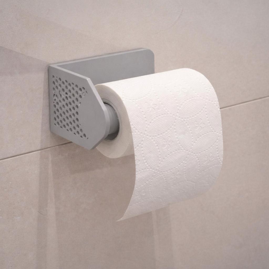 Modern gray toilet paper holder for bathroom WC