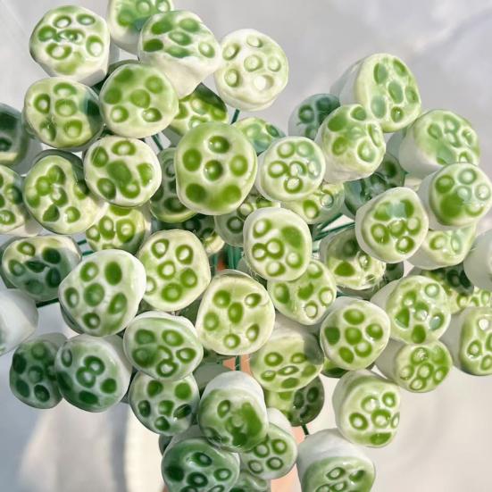 Handgefertigte Keramikblume Realistische Kunstblume mit Drahtstiel Zuhause Büro Wohnzimmer Vase Künstlich Bunt