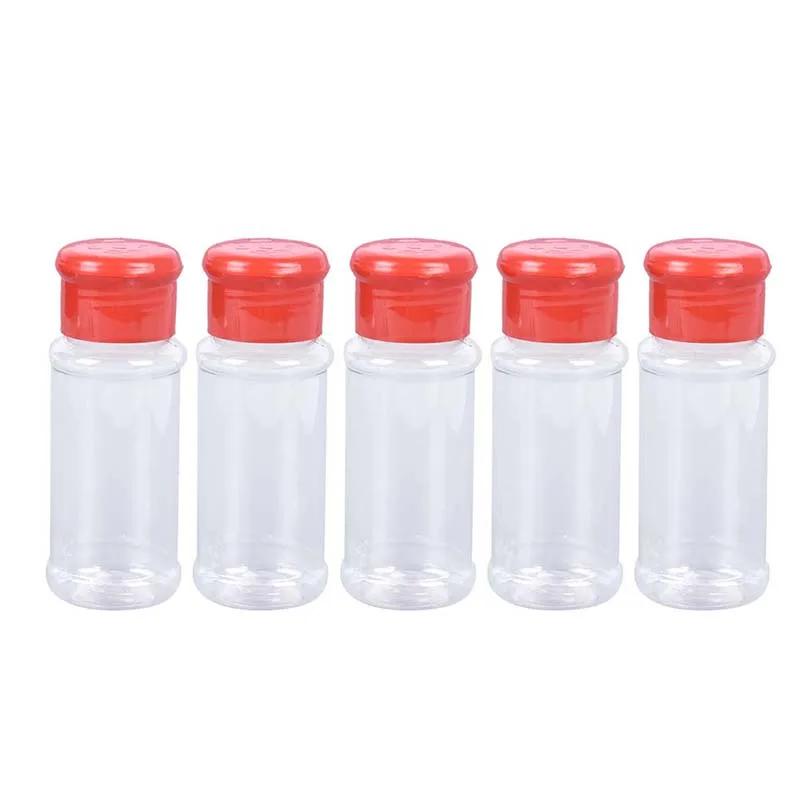 5Pcs Plastic Spice Salt Pepper Shakers Seasoning Jar BBQ Condiment Vinegar Bottle