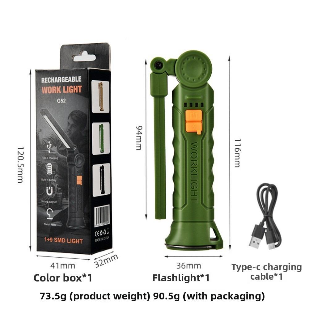 Portable Folding Work Lights Rechargeable Magnetic Flashlight Multiple Gears Dual Lights Camping Light
