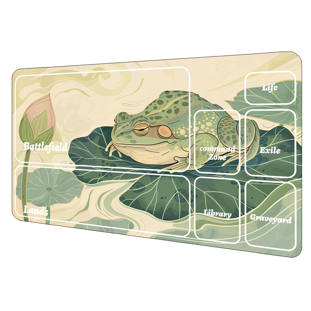 Frog Fun in Lotus Pond Magic Party Game Mat Durable Rubber for MTG&TCG Games 35X60cm Mouse Pad Offices Desk Mats Friendly Design
