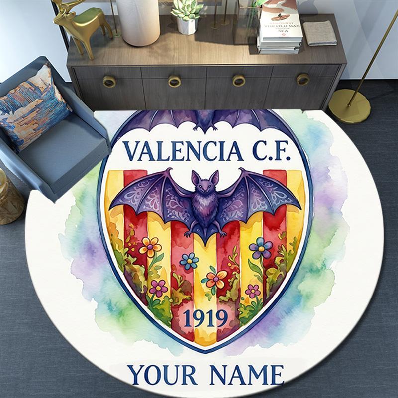 Custom Name Valencia CF2 Round Area Rug,Carpet Rug for Living Room Bedroom Sofa Playroom Decor,Non-slip Floor Mat